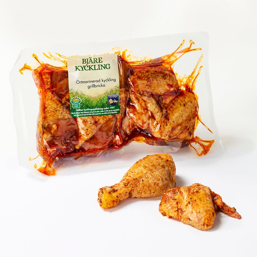 Örtmarinerad kycklinggrillbricka ca. 1kg - Långsamt växande kyckling